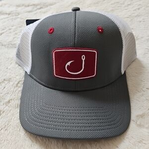 AVID Sportswear Touchdown Trucker Logo Hat Charcoal Gray White Red NWT